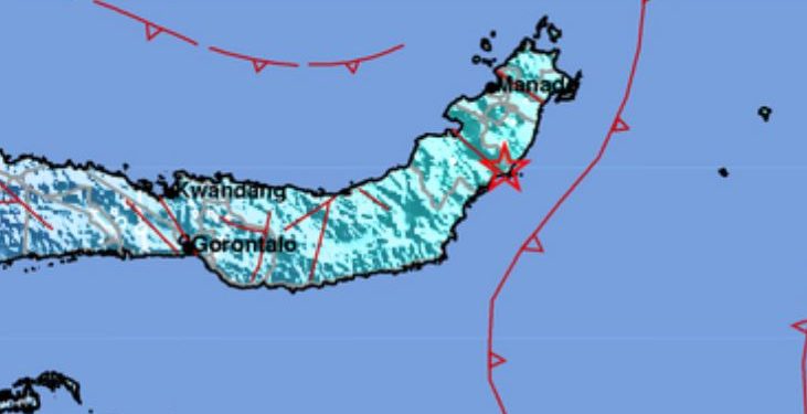 Peringatan Gempabumi dengan Magnitudo 5,9 di kedalaman 123 Km Lintang 0,99