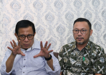 Ketua PWI Pusat Hendry Ch Bangun dan Kepala BPN Kota Depok Indra Gunawan