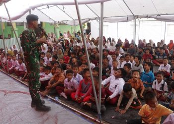HUT Kavaleri ke-76, Yon Kav 11/MSC Gelar Trauma Healing Anak Korban Banjir di Aceh