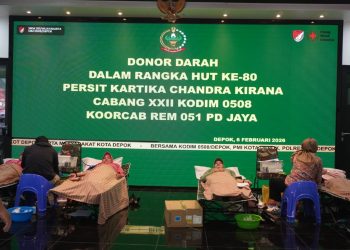 Ratusan Warga Ikut Donor Darah HUT ke-80 Persit KCK Kodim 0508/Depok