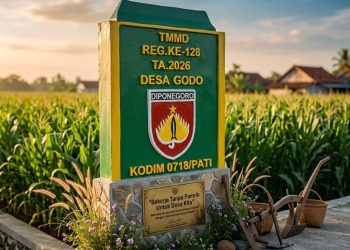 Tugu Prasasti TMMD Reguler ke-128 Kodim Pati Berdiri Kokoh, Jadi Simbol Pengabdian di Desa Godo